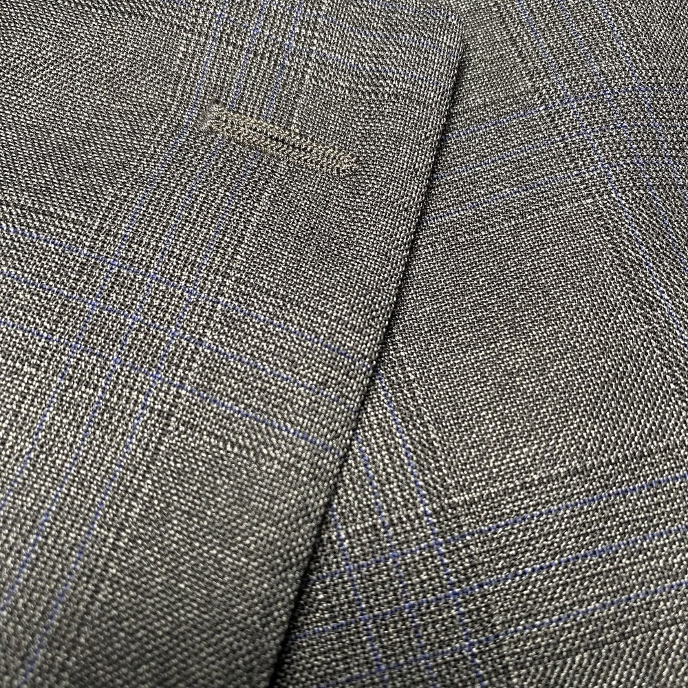 Peter Millar Blazer Sport Coat 48R 2B2V Wool Gray Blue Plaid - Picture 2 of 16